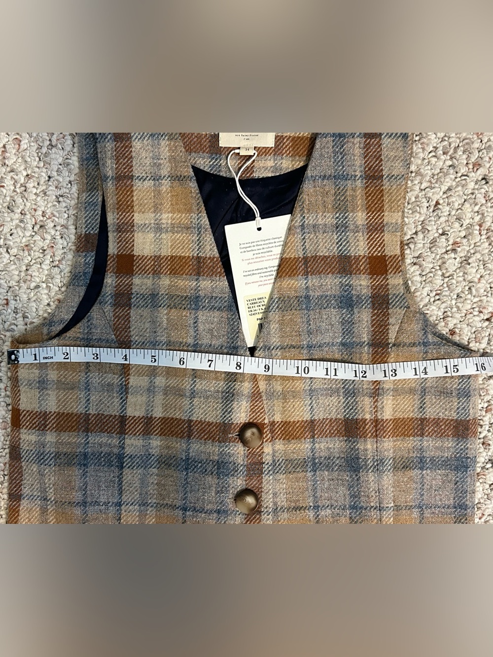 (RESERVED for naturcot) Sezane Drea Jacket - Ochre blue check - US2 / FR34 - Picture 12 of 14